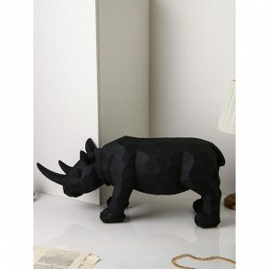 Садовая фигура "Носорог", геометрия, полистоун, 34 см, матово-чёрный, 1 сорт, Иран