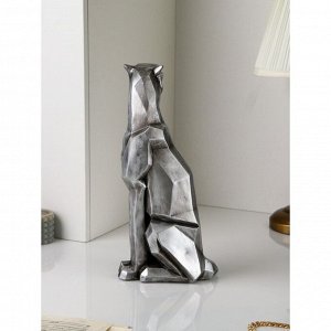 Садовая фигура "Кошка", геометрия, полистоун, 41 см, серебро, 1 сорт, Иран