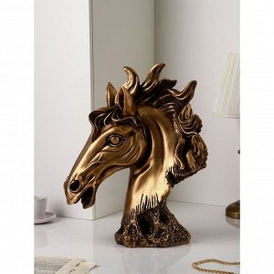 Садовая фигура "Голова коня", полистоун, 51 см, золото, 1 сорт, Иран
