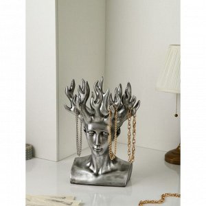 Садовая фигура "Огненная дева", полистоун, 50 см, серебро, 1 сорт, Иран, 1 сорт
