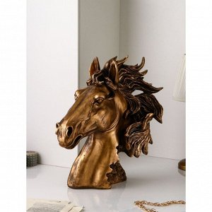 Садовая фигура "Голова коня", полистоун, 55 см, золото, 1 сорт, Иран