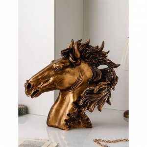 Садовая фигура "Голова коня", полистоун, 55 см, золото, 1 сорт, Иран