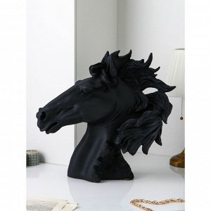 Садовая фигура "Голова коня", полистоун, 55 см, матово-чёрный, 1 сорт, Иран