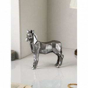 Садовая фигура "Пони", полистоун, 25 см, серебро, 1 сорт, Иран