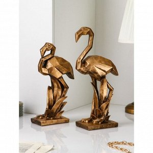 Набор фигур "Фламинго", полистоун, 42 см, 2 шт, золото, Иран