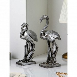 Набор фигур "Фламинго", полистоун, 42 см, серебро, Иран