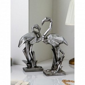 Набор фигур "Фламинго", полистоун, 42 см, серебро, Иран