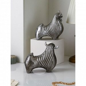 Набор садовых фигур "Корова", полистоун, 24 см, серебро, 1 сорт, Иран