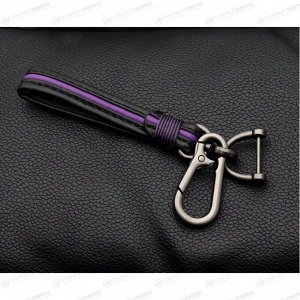 Брелок на ключи с кожаным, черно-фиолетовым ремешком (с отверткой в комплекте)