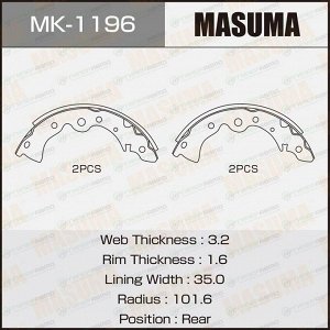 Колодки тормозные барабанные Masuma, комплект на ось (4 шт), арт. MK-1196
