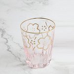 Стеклянный стакан, принт &quot;Цветы&quot;, с розовым оттенком