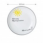 Тарелка керамическая круглая, с надписями, принт &quot;Солнце&quot;