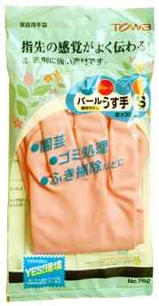 Виниловые перчатки TOWA  без покрытия внутри, средней толщины (S/розовый)