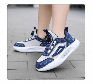 Детские сетчатые кроссовки на шнурках-затяжках, цвет синий/белый