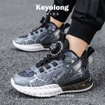Детские высокие кроссовки на шнурках-затяжках Keyolong, цвет черный/белый