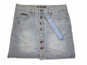 Юбка женская джинсовая, с поясом, на пуговицах/Джинсовая юбка