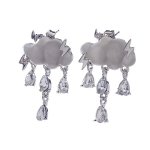 Серьги Moon Paris, Poem, с кошачьим глазом и кристаллами, MP-23.04-016 (серебристый)