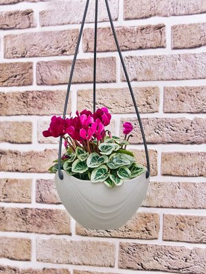 Кашпо подвесное 2,0л Д20,0см [FLOWER] БЕЛАЯ ГЛИНА