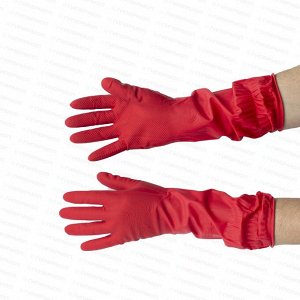 Перчатки хозяйственные красные длинная манжета XL (1/300)