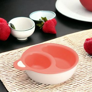 Комплект посуды (чаша с держателем + 2-х секционная тарелка) для подогрева пищи в микроволновой печи и хранения готовых блюд для дома и пикника, подходит для кормления детей. Япония