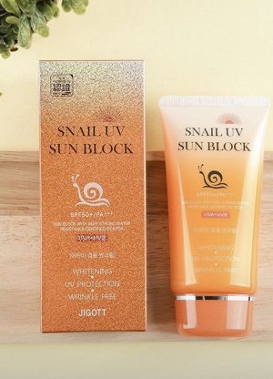 Солнцезащитный крем с улиточным муцином JIGOTT SNAIL UV SUN BLOCK CREAM SPF50 PA+++, 70 мл