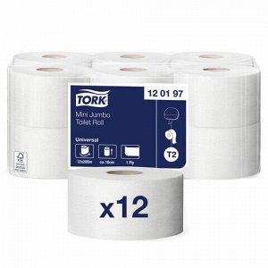 Tork, Туалетная бумага Universal 1cл 200м d16 белая, 12 шт в упаковке, Торк