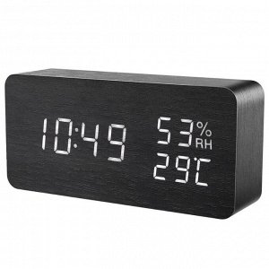 Часы будильник с датчиком t°С и RH% / Часы с датчиком температуры и влажности / Термометр гигрометр / Метеостанция комнатная