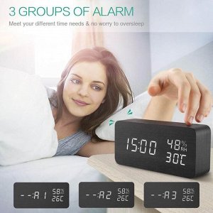 Часы будильник с датчиком t°С и RH% / Часы с датчиком температуры и влажности / Термометр гигрометр / Метеостанция комнатная