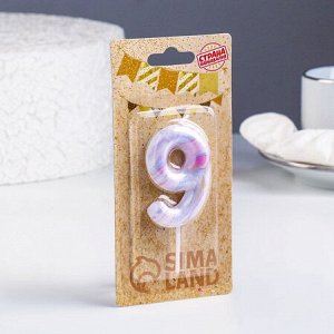 "Белый мрамор" Свечи для торта "Цифра 9"
