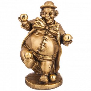 Фигурка декоративная "клоун с шарами" н-23см,l-17см,w-17 см цвет: бронза с позолотой