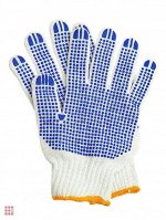 Рабочие перчатки хб с ПВХ 10класс. 6 нитей белые (05)