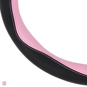Оплетка руля, эко кожа, со вставками "розовый", черный, размер М