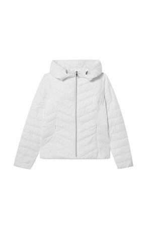 Женское белое надувное пальто с капюшоном 05744421