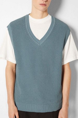 Трикотажный свитер с V-образным вырезом 03085715