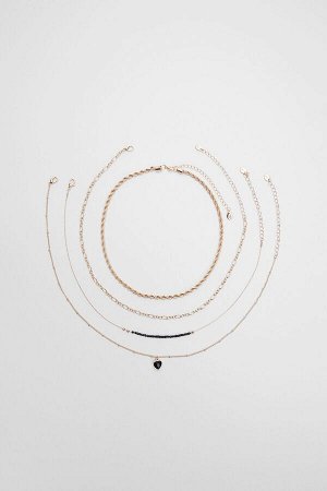 Набор из 4 ожерелий с сердечками и цепочкой 00211404