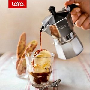 Гейзерная кофеварка Lara LR06-72 300мл. серебристый