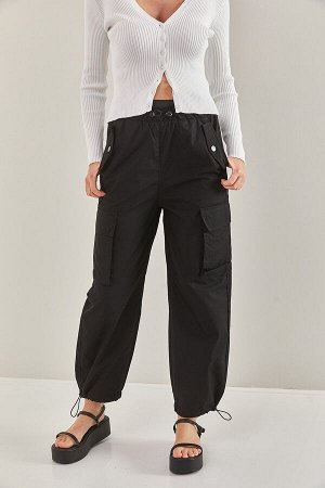 Женские брюки из поплина с эластичной талией и карманомstdкарго 40811022