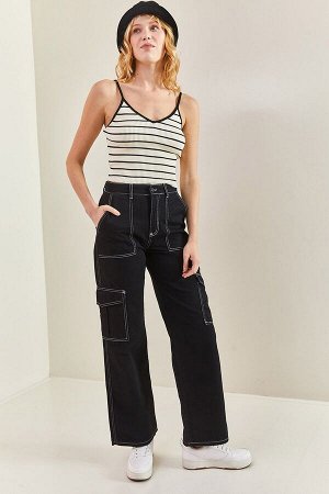 Женские брюки палаццо с карманами карго 40501021