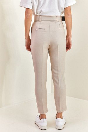 Женские брюки с поясом и покрытием с эффектом шерсти 40101072