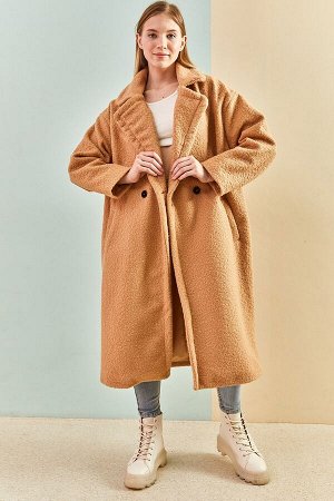 Женское длинное пальто-букле 8087