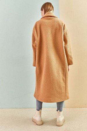 Женское длинное пальто-букле 8087