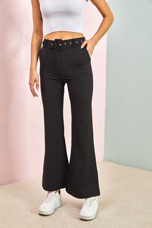 Женские брюки испанского атласа с поясом 30801015