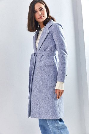 Женское шерстяное пальто с поясом на одной пуговице3107 40081064
