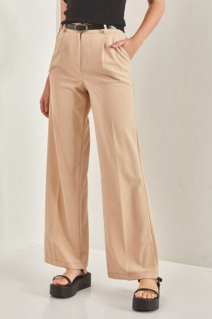 Женские брюки палаццо из ткани скуба с поясом 40701013