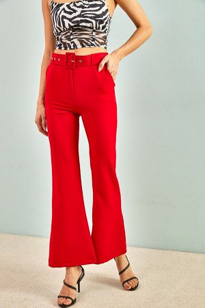 Женские брюки испанского атласа с поясом 30801015