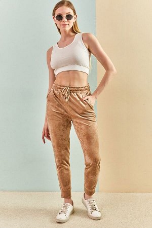 Женские бархатные спортивные штаны с эластичной талией 1880 40061008