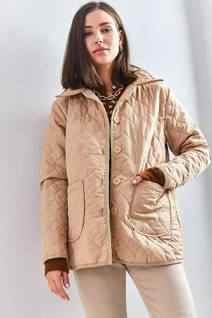 Женское стеганое пальто с двумя карманами и рисунком 2231 40081020