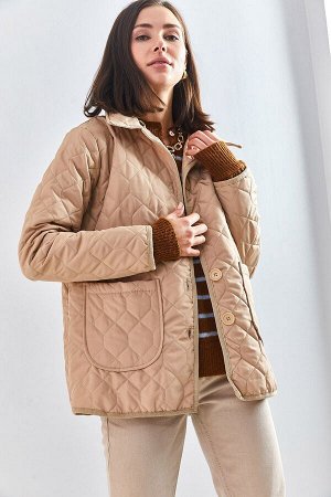 Женское стеганое пальто с двумя карманами и рисунком 2231 40081020