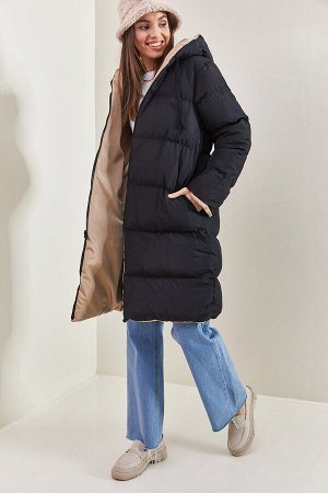 Женское двустороннее пальто с капюшоном 40401051