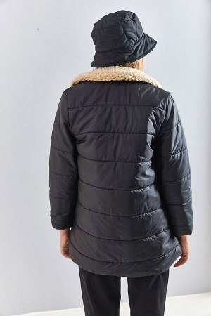 Женское плюшевое пальто с двубортным воротником 2242 40111026
